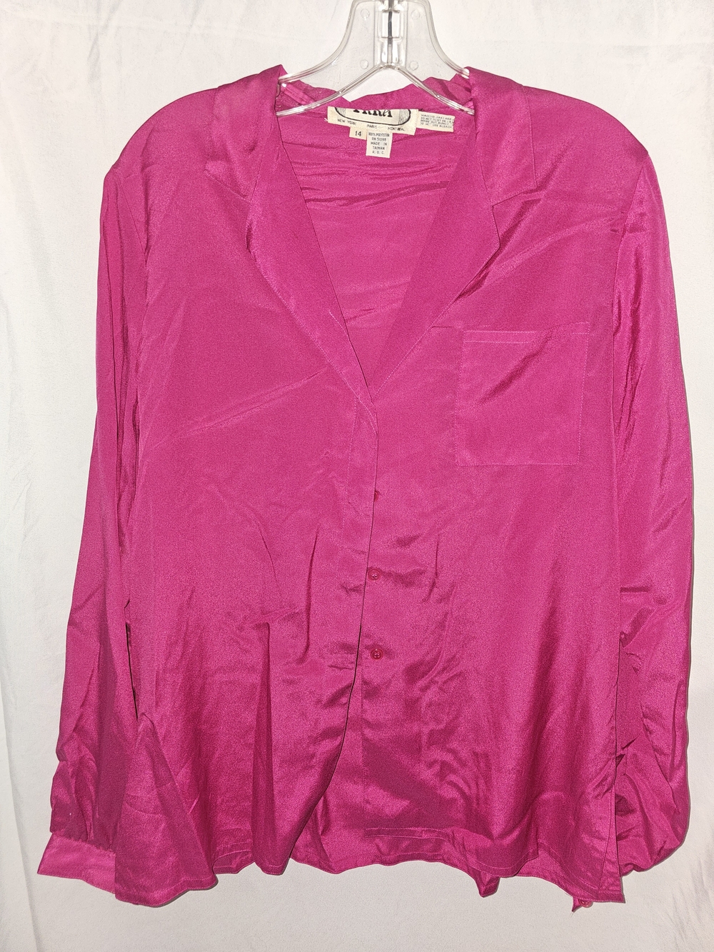 Silky Fuchsia Button-Down Blouse